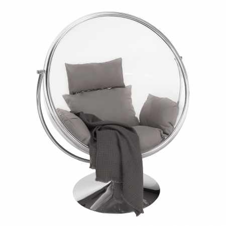 Scaun suspendat cu suport, transparent/ argintiu/ gri, BUBBLE NEW TIP 2 [28]