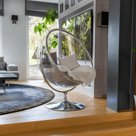 Scaun suspendat cu suport, transparent/ argintiu/ gri, BUBBLE NEW TIP 2 [30]