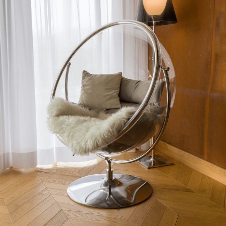 Scaun suspendat cu suport, transparent/ argintiu/ gri, BUBBLE NEW TIP 2 [31]