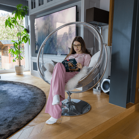 Scaun suspendat cu suport, transparent/ argintiu/ gri, BUBBLE NEW TIP 2 [33]