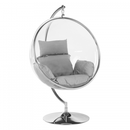 Scaune de gradina - Scaun suspendat cu suport, transparent/ argintiu/ gri, BUBBLE NEW TIP 3
