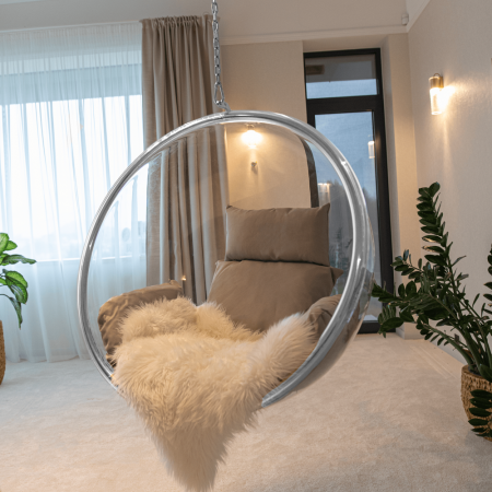 Scaun suspendat, transparent/argint/ gri, BUBBLE NEW TIP 1 [6]