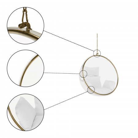 Scaun suspendat, transparent/ auriu/ alb, BUBBLE NEW TIP 1 [16]