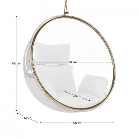 Scaun suspendat, transparent/ auriu/ alb, BUBBLE NEW TIP 1 [15]