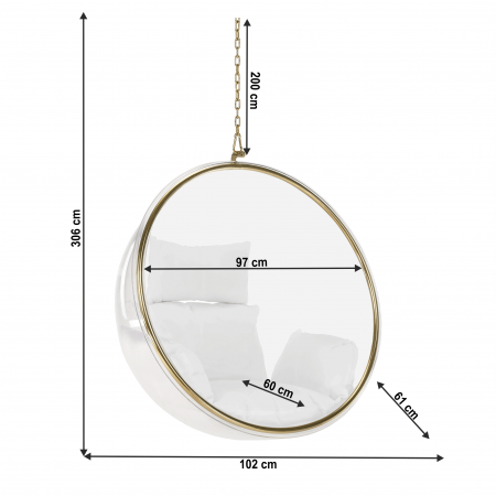 Scaun suspendat, transparent/ auriu/ alb, BUBBLE TIP 1 [17]