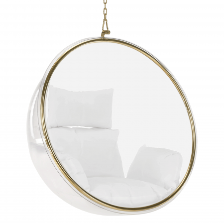 Mobilier Gradina - Scaun suspendat, transparent/ auriu/ alb, BUBBLE TIP 1