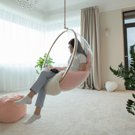 Scaun suspendat, transparent/ auriu/ roz, BUBBLE NEW TIP 1 [23]