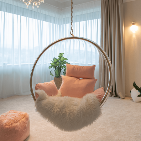 Scaun suspendat, transparent/ auriu/ roz, BUBBLE NEW TIP 1 [22]