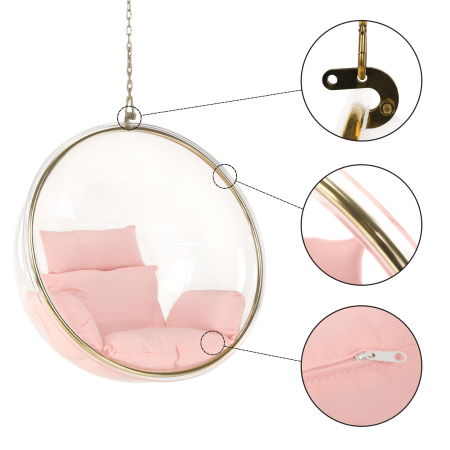 Scaun suspendat, transparent/ auriu/ roz, BUBBLE NEW TIP 1 [21]