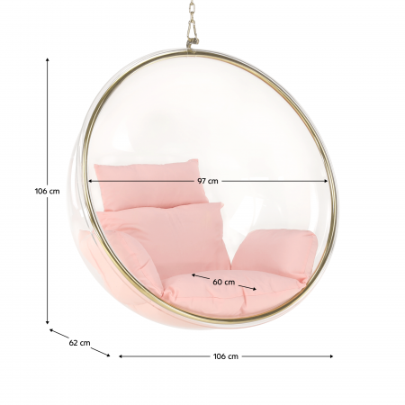Scaun suspendat, transparent/ auriu/ roz, BUBBLE NEW TIP 1 [20]