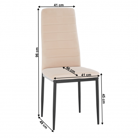 Scaun, ţesătură catifea bej / metal negru, Coleta Nova [1]