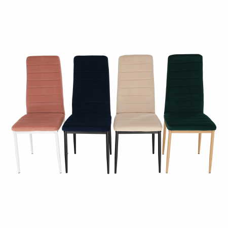 Scaun, ţesătură de catifea roz / metal alb, Coleta Nova [4]