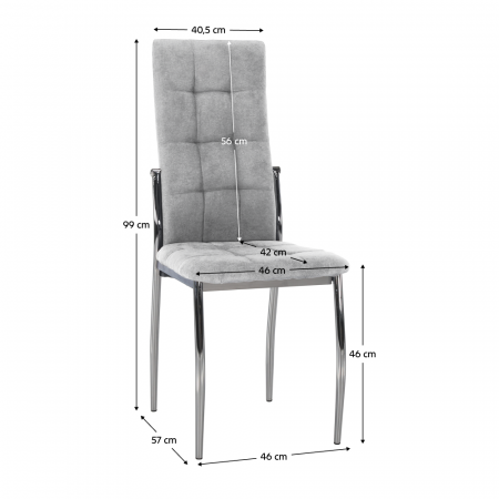 Scaun, ţesătură gri/metal, ADORA 2 NEW [9]