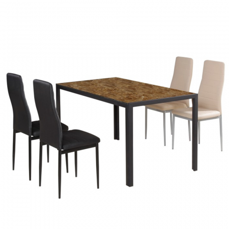 Scaune, piele ecologică caramel/metal gri, COLETA NOVA [2]
