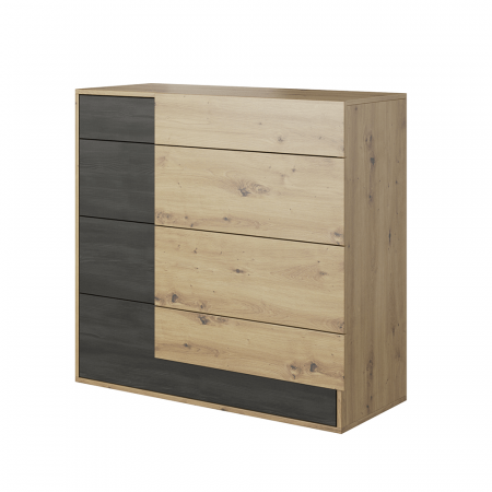 Comode - Scrin 4S, stejar artizanal / pin negru norvegian, BAFRA