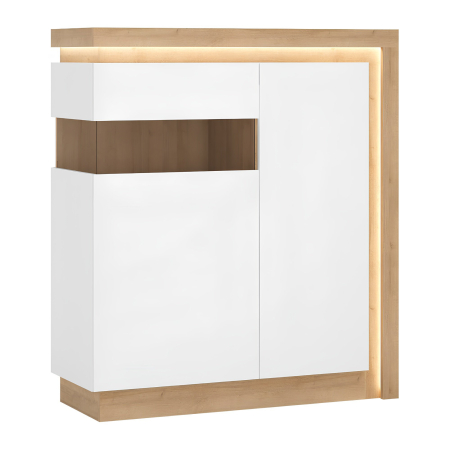 Bucatarie - Scrin LYOV04L, stejar riviera/alb cu luciu extra ridicat, LEONARDO