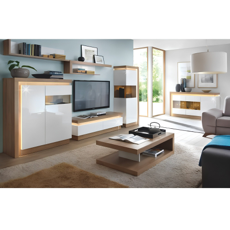 Scrin LYOV04L, stejar riviera/alb cu luciu extra ridicat, LEONARDO [3]