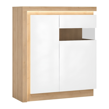 Bucatarie - Scrin LYOV04P, stejar riviera/alb cu luciu extra ridicat, LEONARDO