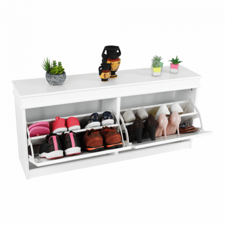 Pantofar cu 2 compartimente, suporturi duble, mdf/pal alb,104x48x24 cm , Bortis Impex [7]
