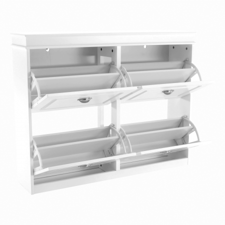 Pantofar mdf/pal alb , 4 compartimente , suporturi inclinabile duble , Bortis Impex [1]