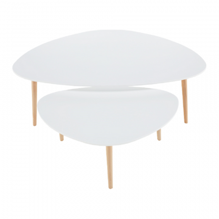Set 2 măsuţe de cafea, alb/fag, FOLKO NEW [4]