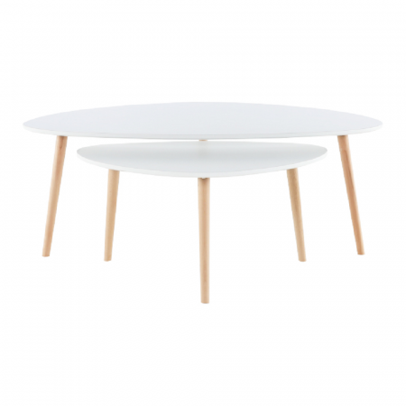 Set 2 măsuţe de cafea, alb/fag, FOLKO NEW [8]