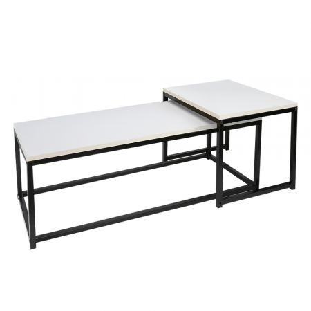 Masute de cafea - Set 2 măsuţe de cafea, alb mat/negru, KASTLER NEW TYP 2