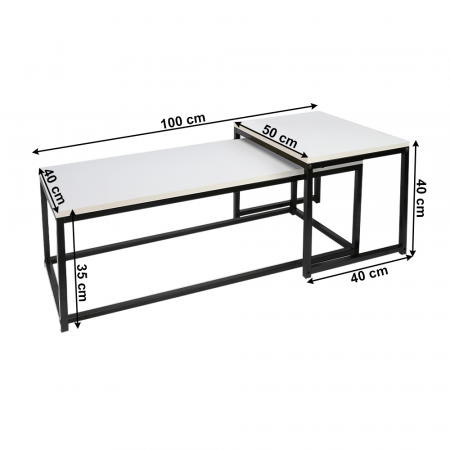 Set 2 măsuţe de cafea, alb mat/negru, KASTLER NEW TYP 2 [3]