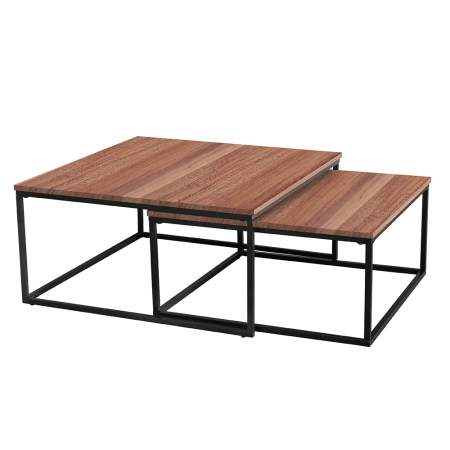 Masute de cafea - Set 2 măsuţe de cafea, nuc/negru, KASTLER NEW TYP 1