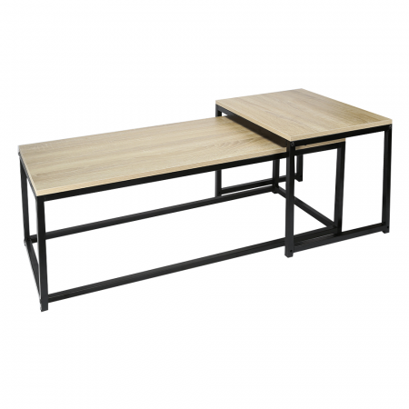 Masute de cafea - Set 2 măsuţe de cafea, stejar sonoma/negru, KASTLER NEW TYP 2