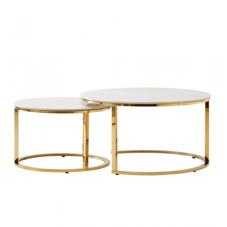 Set 2 mese de cafea, auriu/imitaţie de marmură, DEVNET 2 NEW [1]