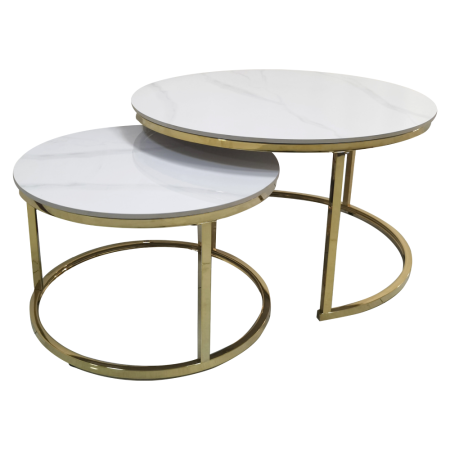 Set 2 mese de cafea, imitaţie de marmură/gold crom-auriu, DEVNET 3 NEW [0]