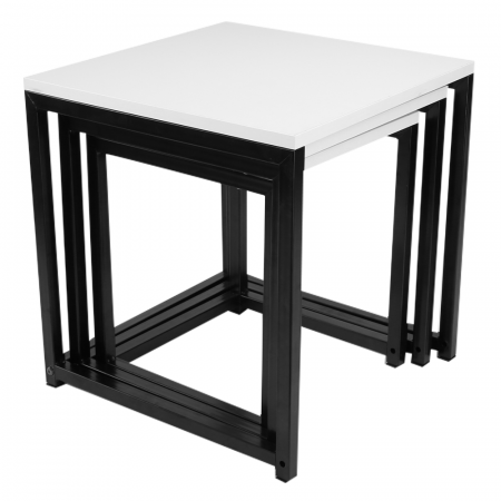 Set 3 măsuţe de cafea, alb mat/negru, KASTLER NEW TYP 3 [3]
