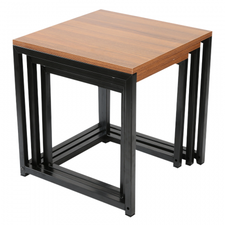 Set 3 măsuţe de cafea, nuc/negru, KASTLER NEW TYP 3 [1]