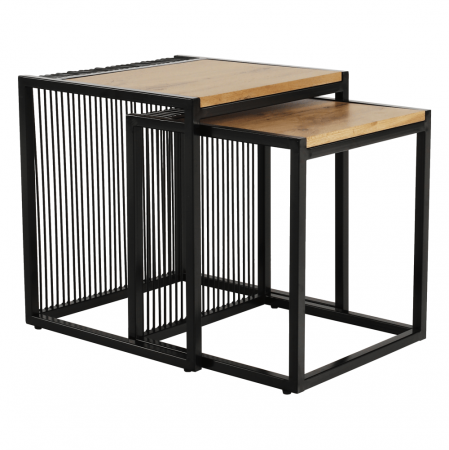 Masute de cafea - Set a două măsuţe de cafea, stejar/negru, RIMBO
