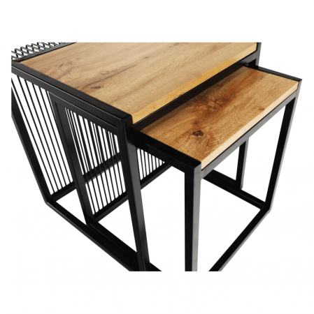 Set a două măsuţe de cafea, stejar/negru, RIMBO [4]