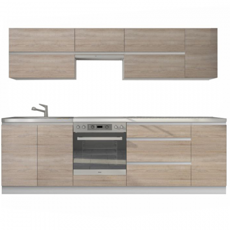 Mobilier/seturi de bucatarie - Set bucatarie 2,6 m, alb/stejar sonoma, LINE