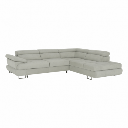 Coltare/canapele in L - Set canapea cu spaţiu de depozitare, gri deschis, material textil, dreapta, BUTON R