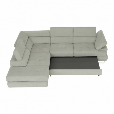 Set canapea cu spaţiu de depozitare, gri deschis, material textil, stânga, BUTON R [17]