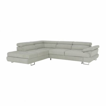 Coltare/canapele in L - Set canapea cu spaţiu de depozitare, gri deschis, material textil, stânga, BUTON R