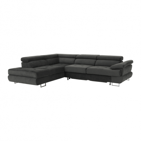 Coltare/canapele in L - Set canapea cu spaţiu de depozitare, gri, material textil, stânga, BUTON R