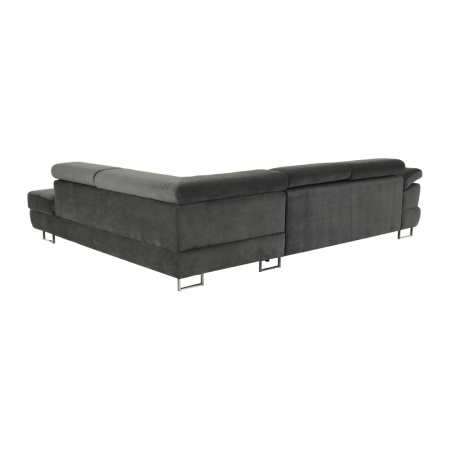 Set canapea cu spaţiu de depozitare, gri, material textil, stânga, BUTON R [5]