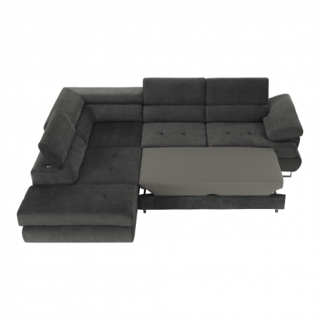Set canapea cu spaţiu de depozitare, gri, material textil, stânga, BUTON R [22]