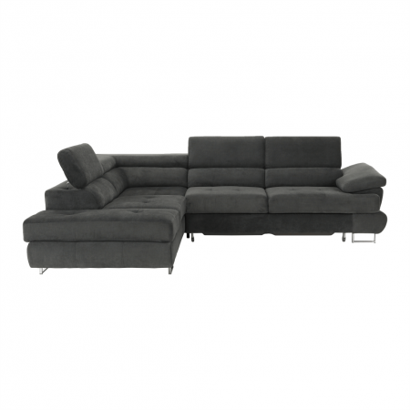 Set canapea cu spaţiu de depozitare, gri, material textil, stânga, BUTON R [10]