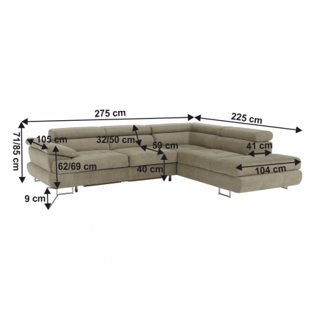 Set canapea cu spaţiu de depozitare, maro deschis melanj, material textil, dreapta, BUTON R [14]