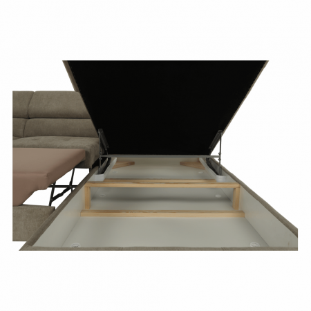 Set canapea cu spaţiu de depozitare, maro deschis melanj, material textil, dreapta, BUTON R [17]