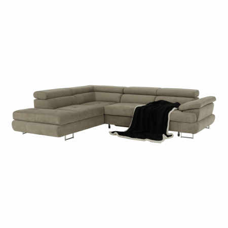 Set canapea cu spaţiu de depozitare, maro deschis melanj, material textil, stânga, BUTON R [21]