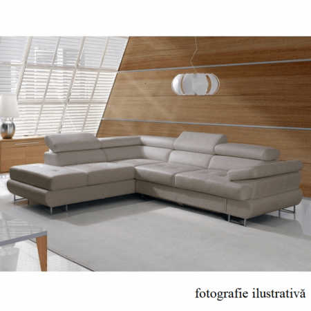 Set canapea cu spaţiu de depozitare, maro deschis melanj, material textil, stânga, BUTON R [1]