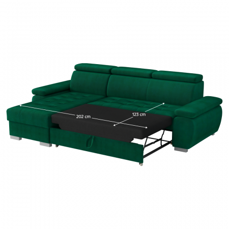 Set canapea de colţ, verde, pe stânga, SEMI ROH [4]