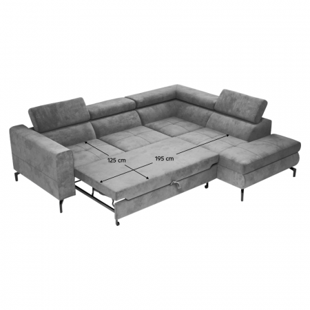 Set canapea extensibilă, gri, dreapta, BALTIK ROH [3]